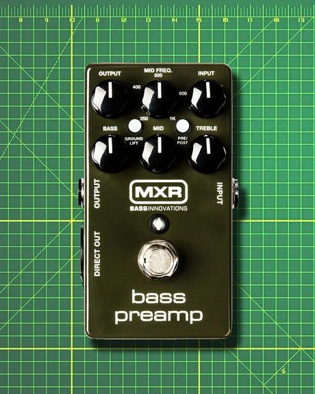 MXR M81 Bass Preamp Pedal with Direct Out and 3-Band EQ Bundle with Blucoil 4x Guitar Picks, 10' Straight Instrument Cable (1/4"), 9V AC Adapter, 2x Patch Cables, and 20' XLR Cable