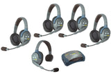 Eartec HUB514-5 Person System with 1 Single, 4 Double Wireless Communication Headsets and 1 HUB Mini Base Transceiver