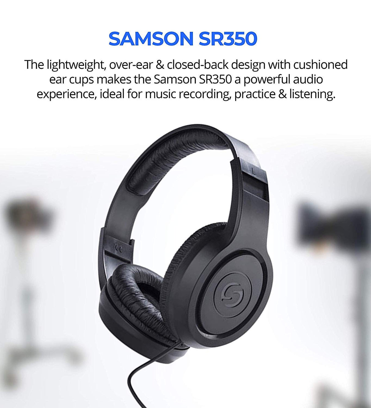 Samson C01 Large-Diaphragm Condenser Microphone for Vocals and Instruments Bundle with Blucoil 4X 12 Acoustic Wedges, 10-FT Balanced XLR Cable, Boom Arm Plus Pop Filter SR350 Headphones