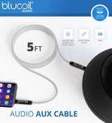 MXL AC-44 USB Boundary Conferencing Microphone for Windows & Mac (Black) Bundle with Blucoil 3-FT USB 2.0 Type-A Extension Cable, 5-FT Audio AUX Cable, and Samson SR350 Over-Ear Stereo Headphones