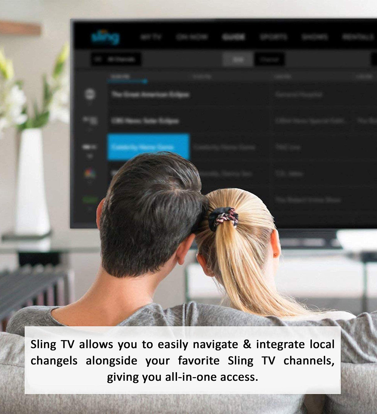 Sling AirTV Classic Dual-Tuner Local Channel Streamer with Integrated DVR for TV and Mobile Devices Bundle with Blucoil 3-FT USB 2.0 Type-A Extension Cable, and 5-Pack of Reusable Cable Ties