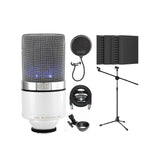 MXL 990 Blizzard Cardioid Condenser Microphone for Vocals and Guitars Bundle with Blucoil 20-FT Balanced XLR Cable, Pop Filter, Adjustable Microphone Tripod Stand, and 4X 12 Acoustic Wedges