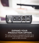 PreSonus AudioBox USB 96 25th Anniversary Edition Audio Interface Bundle with Blucoil 4-Channel Headphone Amplifier, Samson 2x R21S Dynamic Microphones, 2x SR350 Headphones, and USB-A Mini Hub