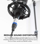 blucoil Audio Technica AT2020 Cardioid Condenser Microphone for Vocals, Musical Instruments, & Home Studio Recording Bundle Portable USB Audio Interface for Windows & Mac, and 10' XLR Cable