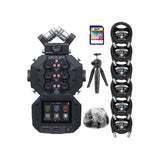 Zoom H8 8-Input / 12-Track Handy Recorder Bundle with Blucoil 6-Pack of 10-FT Balanced XLR Cables, Mic Furry Windscreen, Table Top Camera Tripod, 128GB SDXC Memory Card, and Samson SR350 Headphones