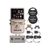 NUX Loop Core Deluxe Looper Pedal Bundle with NUX NMP-2 Dual Footswitch, Blucoil 2-Pack of 9V AC Adapter, 2-Pack of 10-FT Straight Instrument Cables (1/4in), 2x Patch Cables, and 4x Guitar Picks