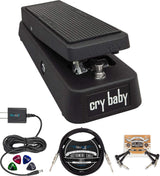 Dunlop GCB95 Cry Baby Standard Wah Pedal Bundle with Blucoil Slim 9V Power Supply AC Adapter, 10' Straight Instrument Cable (1/4"), 2-Pack of Pedal Patch Cables, and 4-Pack of Celluloid Guitar Picks