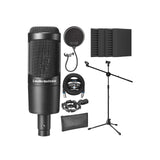 Audio-Technica AT2035 Cardioid Condenser Microphone - Perfect for Studio, Podcasting & Streaming Bundle with Blucoil 20' XLR Cable, Pop Filter, Adjustable Mic Stand, and 4x 12" Acoustic Wedges