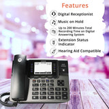 Moto rola ML1002D DECT 6.0 Expandable 4-Line Business Phone System with Voicemail, Digital Receptionist Bundle with Blucoil 4 AAA Batteries, 10' Cat5e Cable, and USB Conference Speakerphone