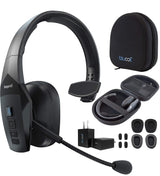 BlueParrott B450-XT Noise Cancelling Bluetooth Headset - Updated Design for Android/iOS, Black Bundle with Blucoil Carrying Case, Replacement Mic Windscreens and Ear Pads Kit, and USB Wall Adapter