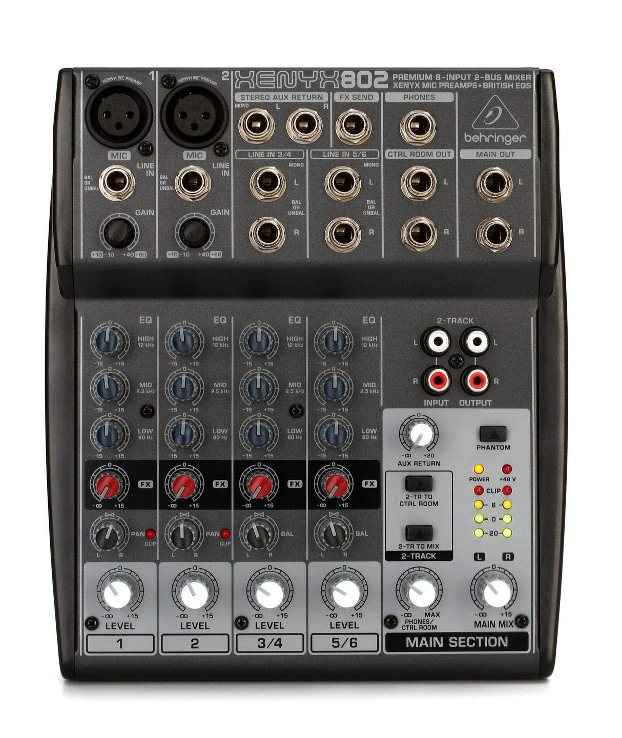 Behringer Xenyx 802 Premium 8-Input 2-Bus Mixer with Xenyx Mic Preamps and British EQs