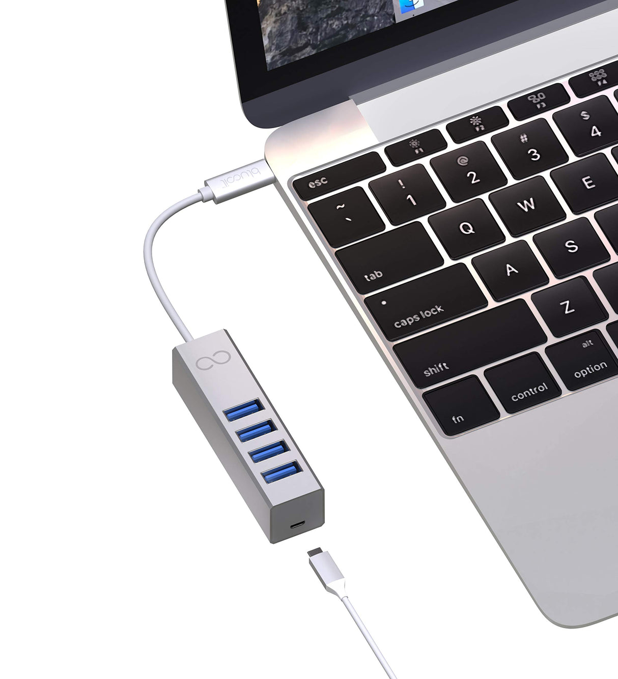 Blucoil USB-C Mini Hub with 1 x Micro-USB and 4 x USB 3.0 Expansion Ports - Compatible with Apple MacBook/MacBook Pro/iMac/iMac Pro, Google Pixel Chromebook, Samsung, Windows, Linux PC, and More