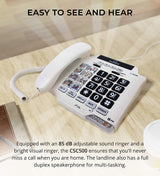 ClearSounds CSC500 Amplified Landline Phone with Speakerphone and Photo Frame Buttons - Up to 30dB Amplification, T-Coil Hearing Aid Compatible