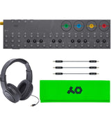 teenage engineering OP-Z Wireless Bluetooth Synthesizer Sequencer Bundle with OP-Z PVC Roll Up Bag (Neon Green), Samson SR350 Over-Ear Stereo Headphones, and Blucoil 3-Pack of 7" Audio Aux Cables