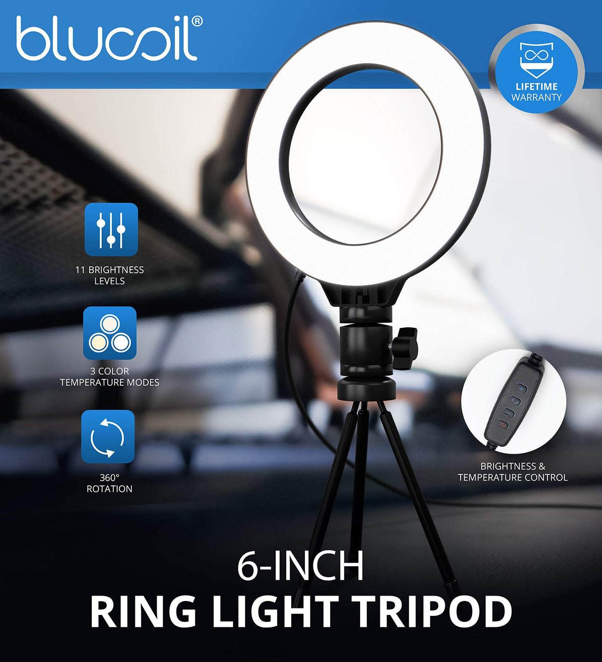 Contour Design ShuttlePRO V.2 - Editing Shuttle with 15 Programmable Buttons - Ergonomic Video Editing Equipment Bundle with Blucoil 6" Dimmable Selfie Ring Light, and 2X 3' USB Extension Cables