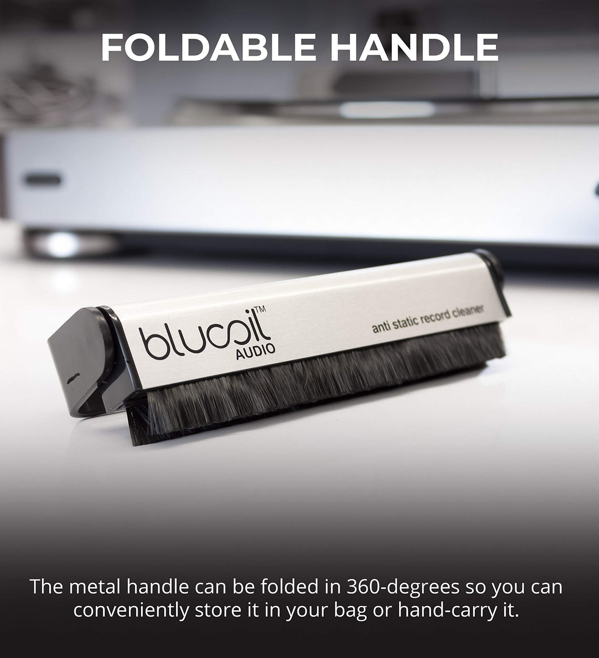 Blucoil Audio Carbon Fiber Anti-Static Cleaning Brush for Vinyl/LP Records and Speakers