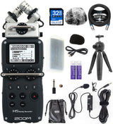 Zoom H5 4-Track Portable Recorder for Audio, Podcast, Music Bundle with Blucoil 32GB SDHC Memory Card, Blucoil 10' XLR Cable, 2 AA Batteries, Camera Tripod, Furry Windscreen & Wired Microphone