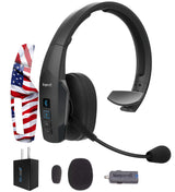 BlueParrott B450-XT Noise Canceling Bluetooth Headset with 300-FT Wireless Range for iOS and Android Bundle with MightySkins Removable Decal Sticker (Patriot), and Blucoil USB Wall Adapter