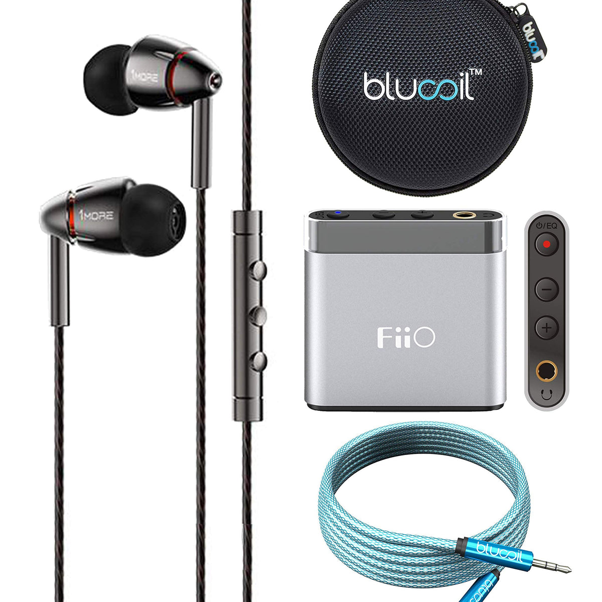 1MORE E1010 Quad Driver In-Ear Headphones Bundle with FiiO A1 Silver P ...