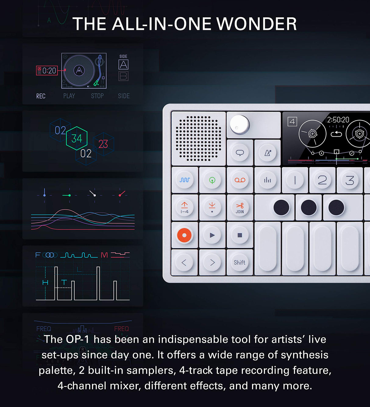 teenage engineering OP-1 Portable Synthesizer, Sampler, and Controller with Built-In FM Radio and 4-Track Tape Recorder - 10 Year Anniversary