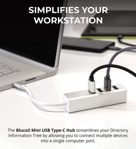 Blucoil USB-C Mini Hub with 1 x Micro-USB and 4 x USB 3.0 Expansion Ports - Compatible with Apple MacBook/MacBook Pro/iMac/iMac Pro, Google Pixel Chromebook, Samsung, Windows, Linux PC, and More