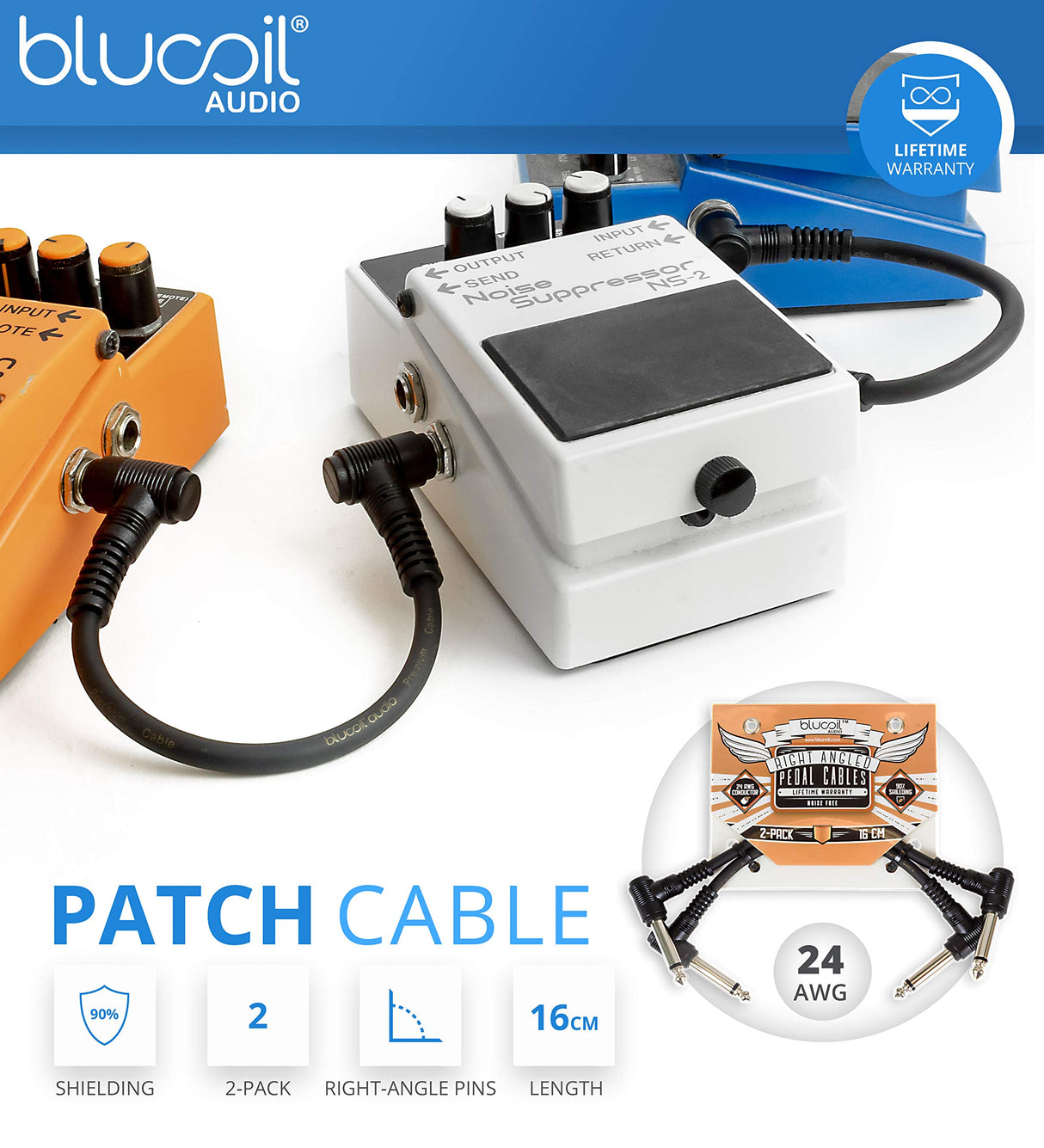 MXR M238 Iso-Brick Power Supply Bundle with Blucoil 9V AC Adapter, 2X 10' Straight Instrument Cable (1/4"), 4X Pedal Patch Cables, 4X Celluloid Guitar Picks, and 5X Reusable Cable Ties