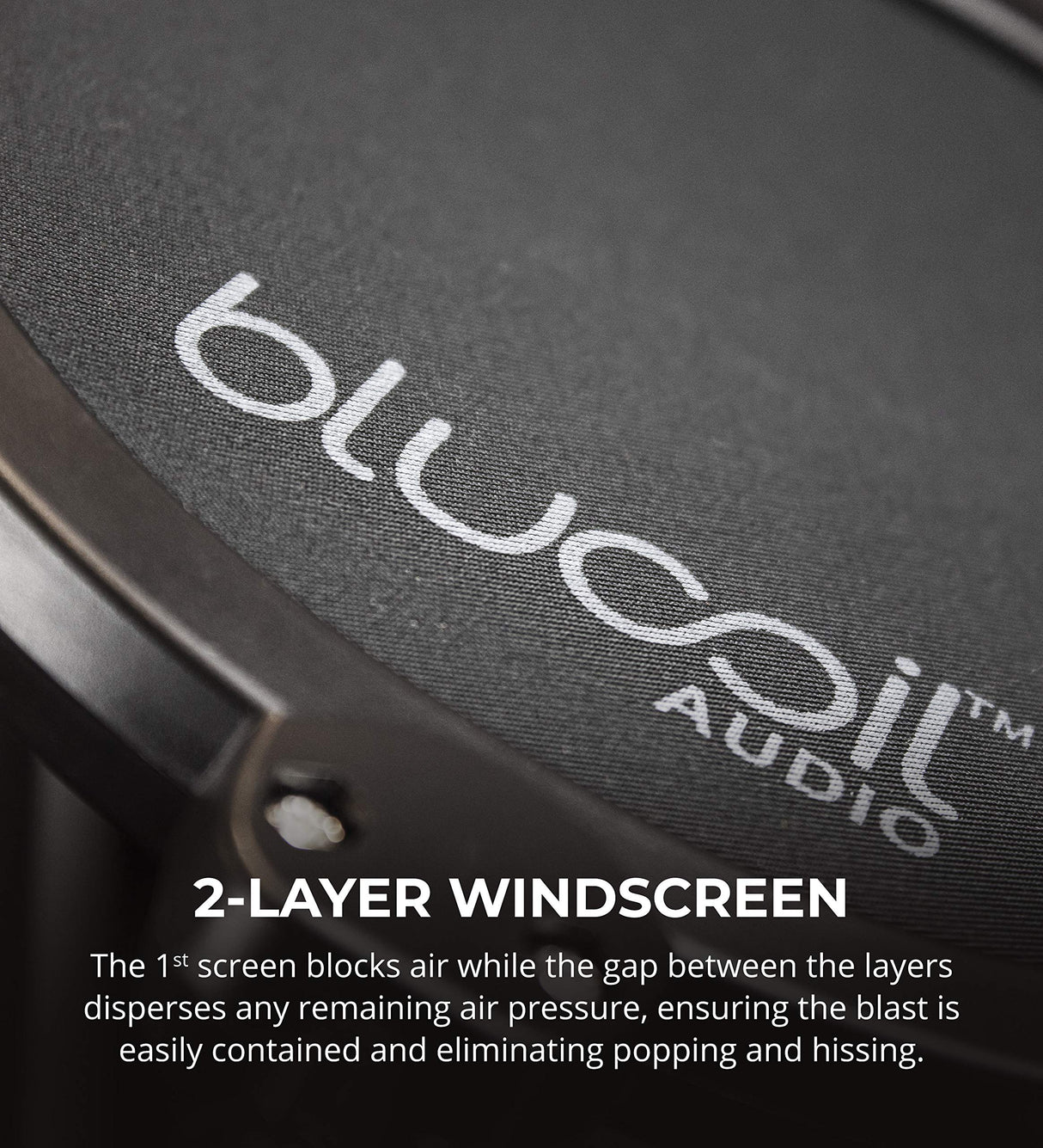 Blucoil Pop Filter Windscreen for Professional Handheld Microphones - Double Layer Screen with Flexible Gooseneck Clip and Swivel Mount for Podcasts, Livestreams, Studio Recording, and Broadcast