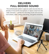 blucoil USB Cardioid Condenser Microphone with 3.5mm Headphone Jack, Volume Control, Mute Button Bundle with 1080p USB Webcam, Boom Arm Plus Pop Filter, USB-A Mini Hub, and 3' USB Extension Cable