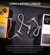 blucoil 6.3-Inch Guitar Pedal Patch Cables with 1/4-Inch TS Right Angle Connectors and 24 AWG Conductor (6-Pack)