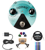 Dunlop FFM3 Jimi Hendrix Fuzz Face Mini Distortion Pedal Bundle with Blucoil 4x Guitar Picks, 10' Straight Instrument Cable (1/4"), Slim 9V Power Supply AC Adapter, 2x Patch Cables, and 5x Cable Ties