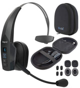 BlueParrott B350-XT BPB-35020 Noise Canceling Bluetooth Headset with 300-FT Wireless Range for iOS and Android Bundle with Blucoil Headphones Carrying Case, and Replacement Ear Pads