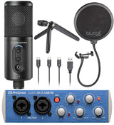 Audio-Technica ATR2500x-USB Cardioid Condenser Microphone (ATR Series) Bundle with PreSonus AudioBox USB 96 2x2 USB Audio Interface for Windows and Mac, and Blucoil Pop Filter Windscreen