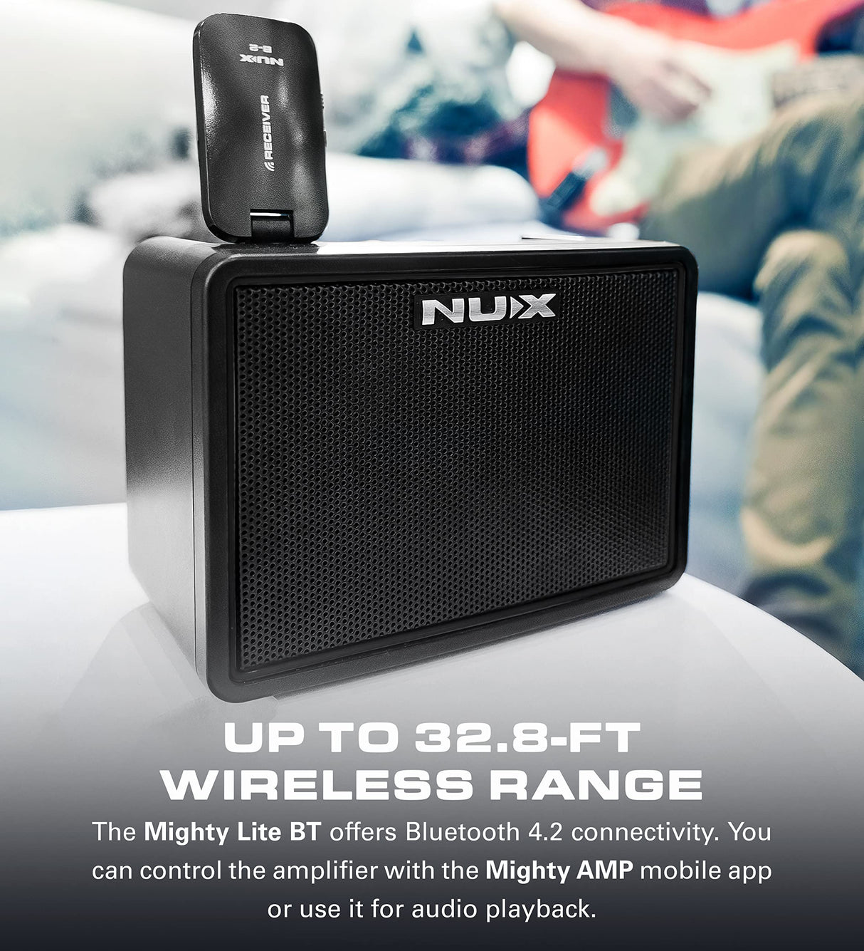 NUX Mighty Lite BT Mini Portable Modeling Guitar Amplifier with Bluetooth (All Black)