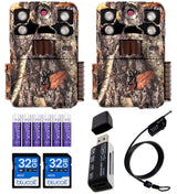 Browning BTC-7E-HP4 Recon Force Elite HP4 Trail Cameras for Outdoor Surveillance (2-Pack) Bundle with Blucoil 32GB SDHC Cards (2-Pack), 6.5' Cable Lock, 6 AA Batteries, and VidPro Card Reader