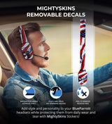 BlueParrott B450-XT Noise Canceling Bluetooth Headset with 300-FT Wireless Range for iOS and Android Bundle with MightySkins Removable Decal Sticker (Patriot), and Blucoil USB Wall Adapter