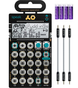 teen age engineer ing PO-35 Pocket Operator Speak Vocal Sampler/Sequencer Bundle with Blucoil 3-Pack of 7" Audio Aux Cables, and 4 AAA Batteries