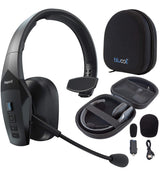 blucoil BlueParrott B550-XT Voice Controlled Bluetooth Headset with Noise Cancelling Microphone and 300-FT Wireless Range for iOS and Android Bundle Headphones Carrying Case