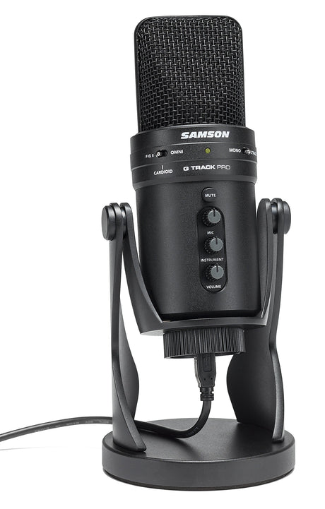 Samson G-Track Pro USB Condenser Microphone for Voiceovers, Podcasting, Vocal and Instrument Recording Bundle with Blucoil 3-FT USB 2.0 Type-A Extension Cable, and Boom Arm Plus Pop Filter