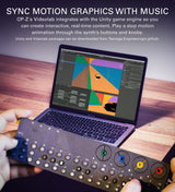 teenage engineering OP-Z Wireless Bluetooth Synthesizer Sequencer Bundle with OP-Z PVC Roll Up Bag (Neon Green), Samson SR350 Over-Ear Stereo Headphones, and Blucoil 3-Pack of 7" Audio Aux Cables